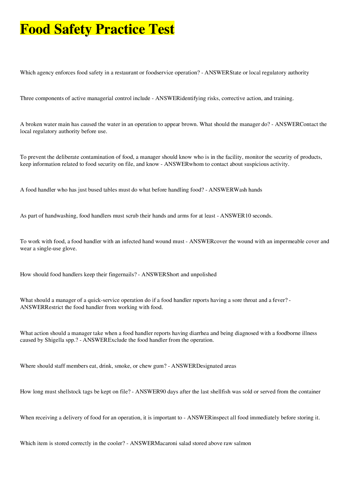 Manager's Food Handler's LicenseLearn2Serve Browsegrades